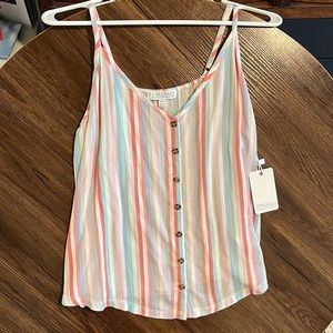 NWT P. J. Salvage Striped Tank, Women’s Size L, Multicolored